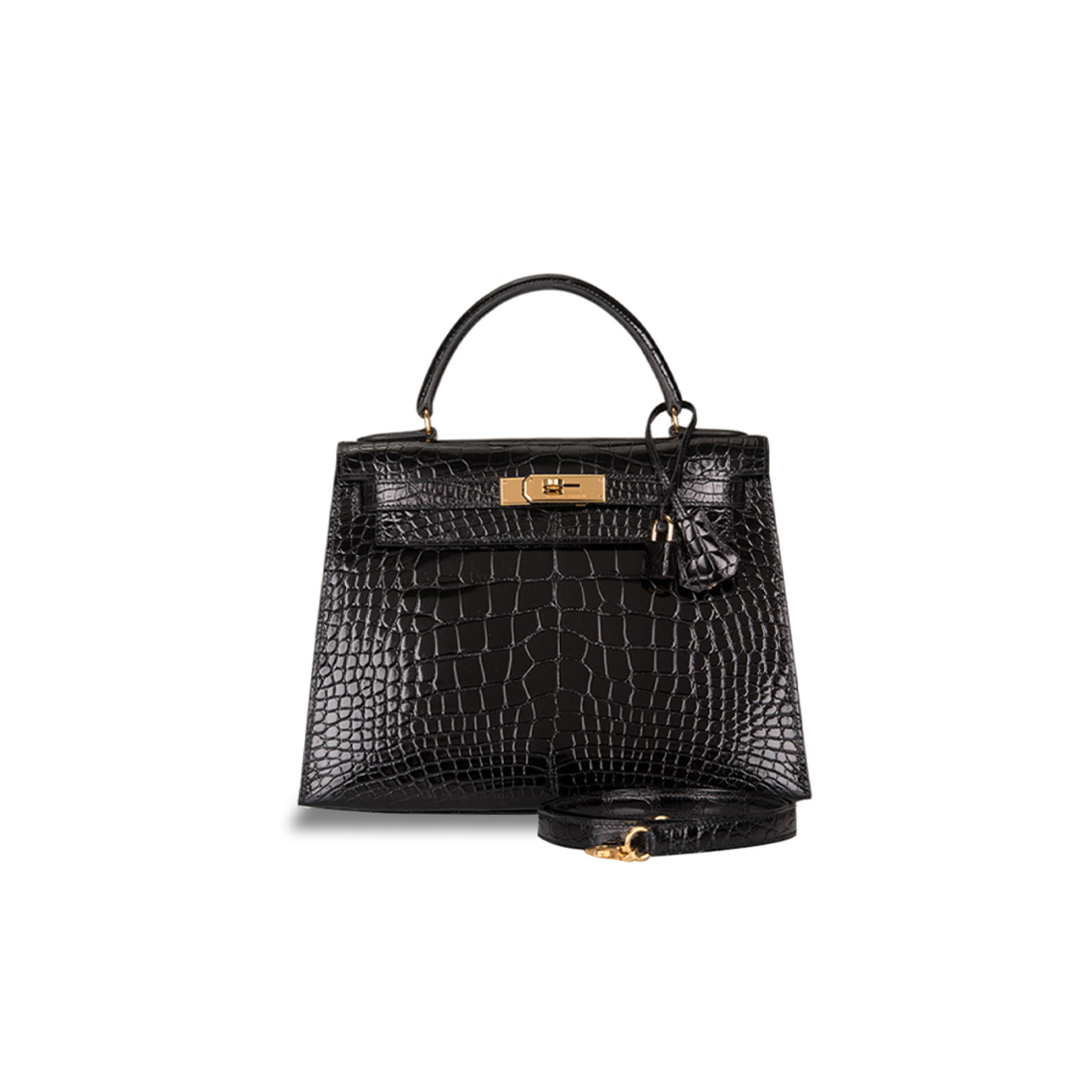 HERMÈS MASTER A SHINY ROSE SCHÉHÉRAZADE NILOTICUS CROCODILE SELLIER KELLY 28 WITH GOLD HARDWARE (28*22*10cm) 